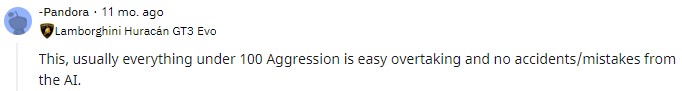 ACC AI Opponent Aggressiveness Reddit