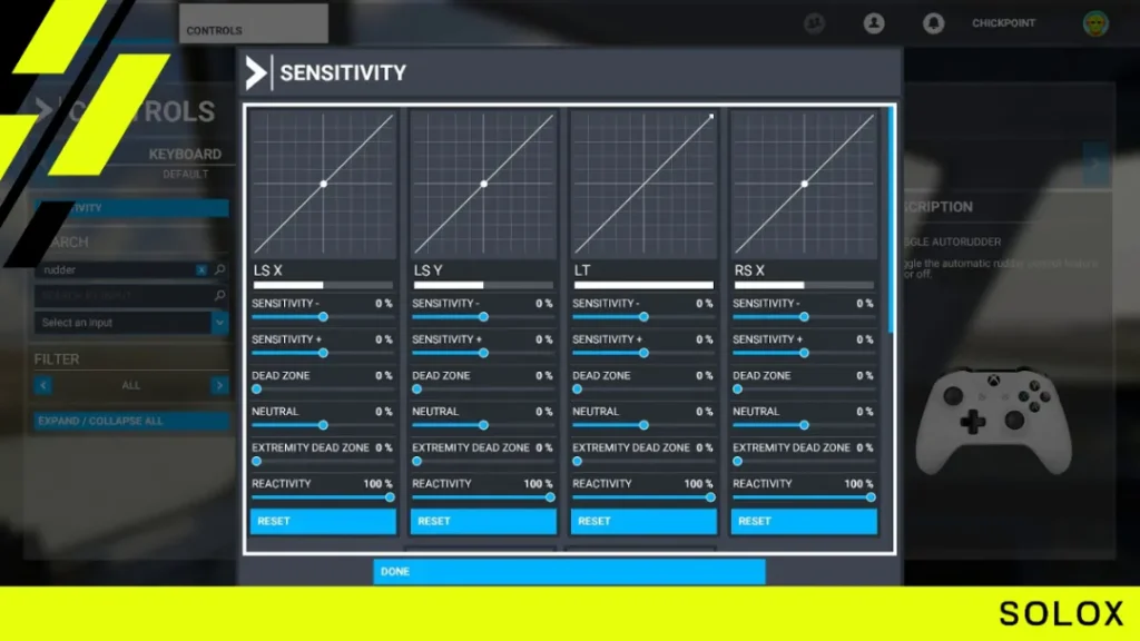 Turn down the sensitivity and deadzones