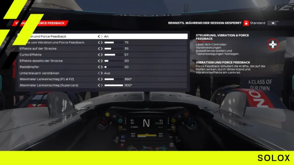 Vibration and force feedback settings