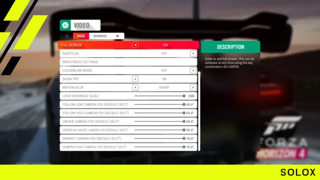 What's the FOV in Forza Horizon 4?