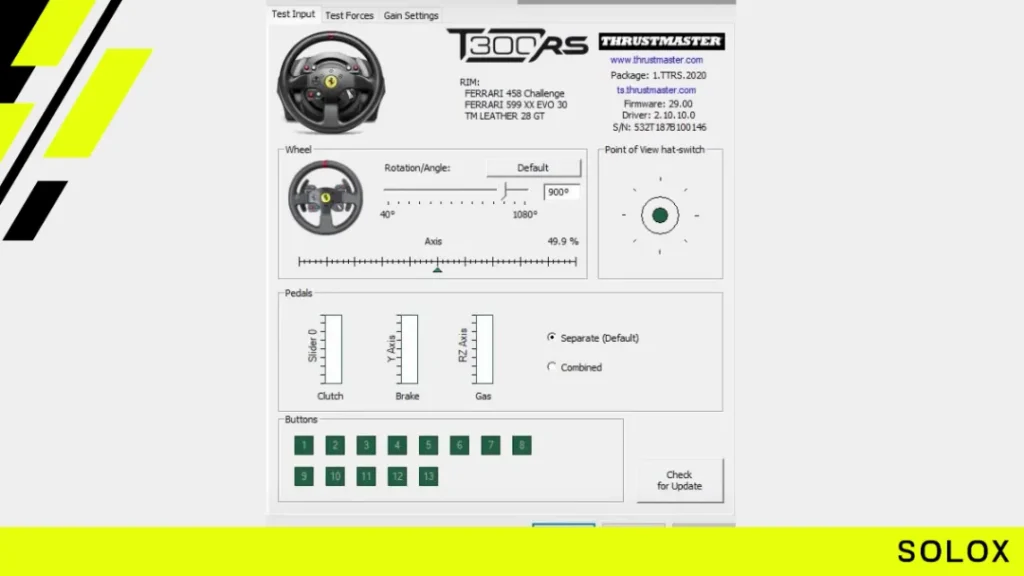 Thrustmaster TMX FFB settings