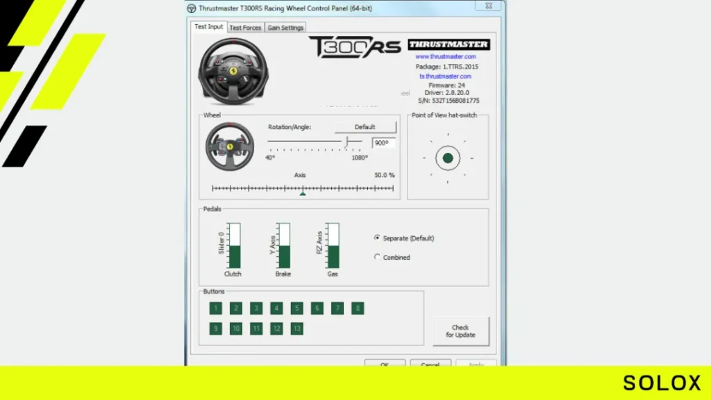 Thrustmaster general wheel settings