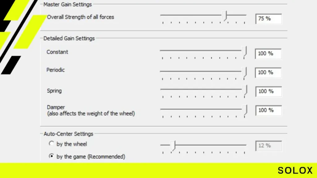 Thrustmaster TMX FFB Settings