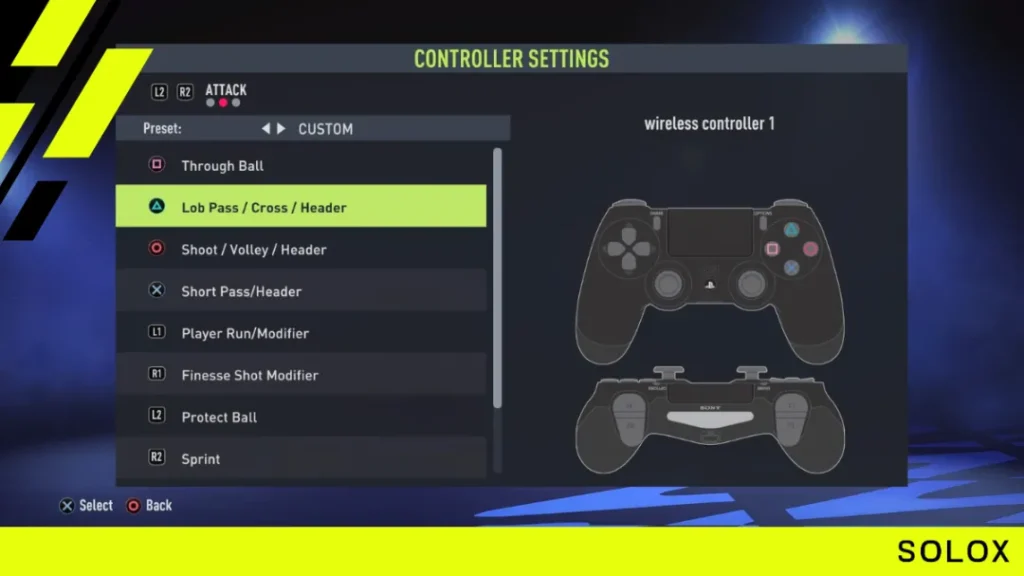 Playstation controller settings