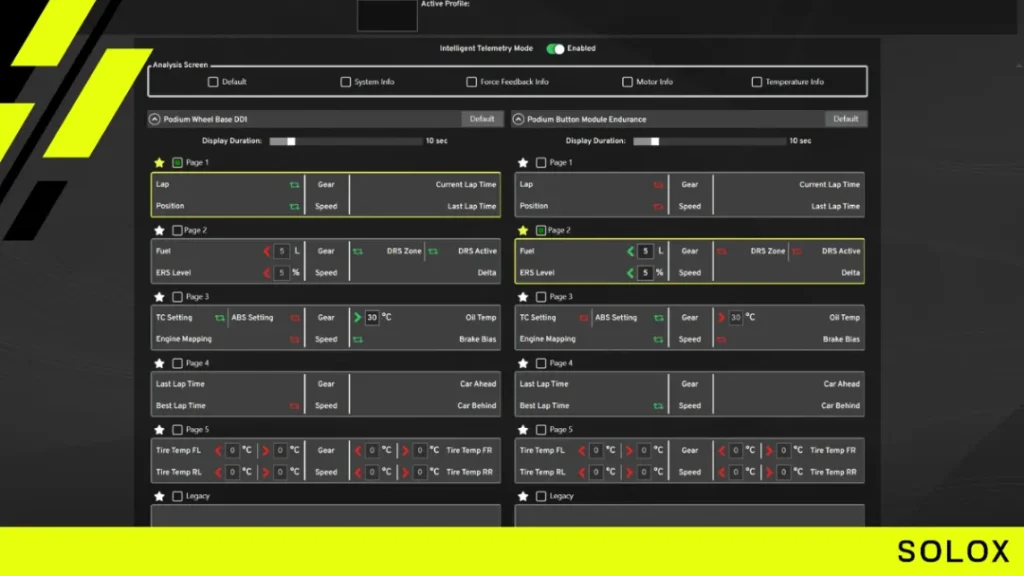 Fanatec general wheel settings