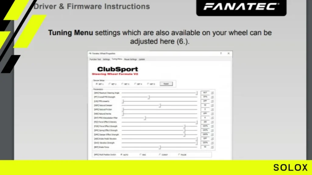 Fanatec tuning menu settings