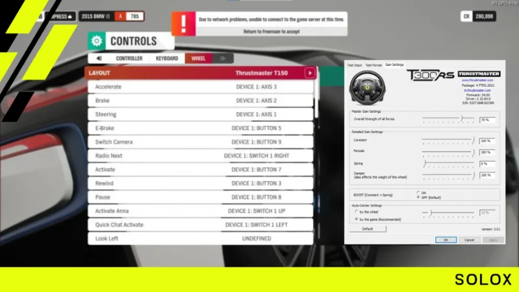 In game TMX FFB settings