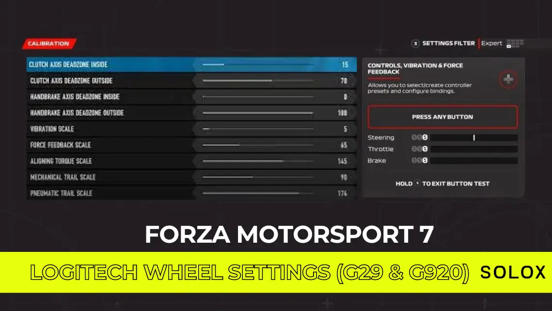 Forza Motorsport 7 Logitech Wheel Settings (G29 and G920)
