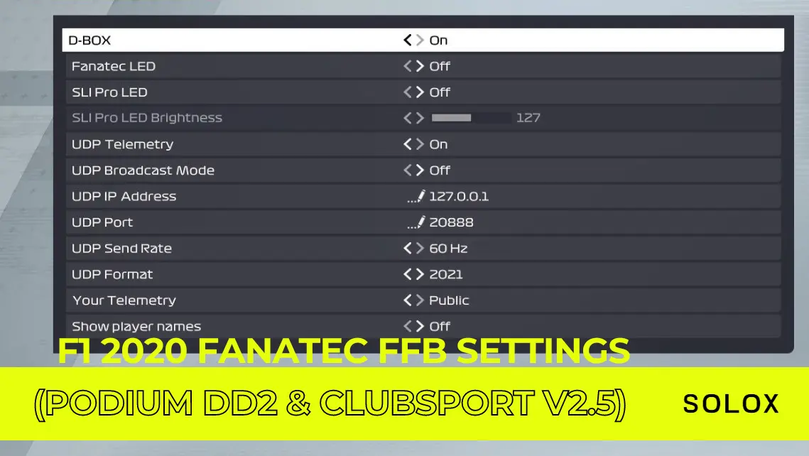 F1 2020 Fanatec FFB Settings (Podium DD2 & Clubsport V2.5)