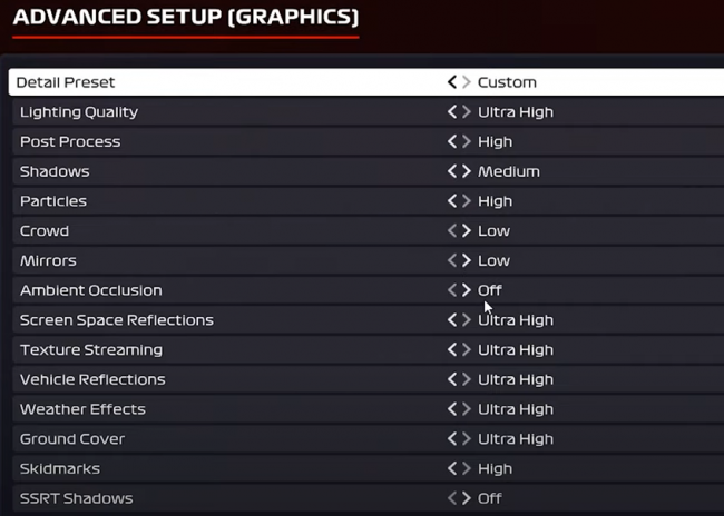 F1 2020 Graphics VR Settings