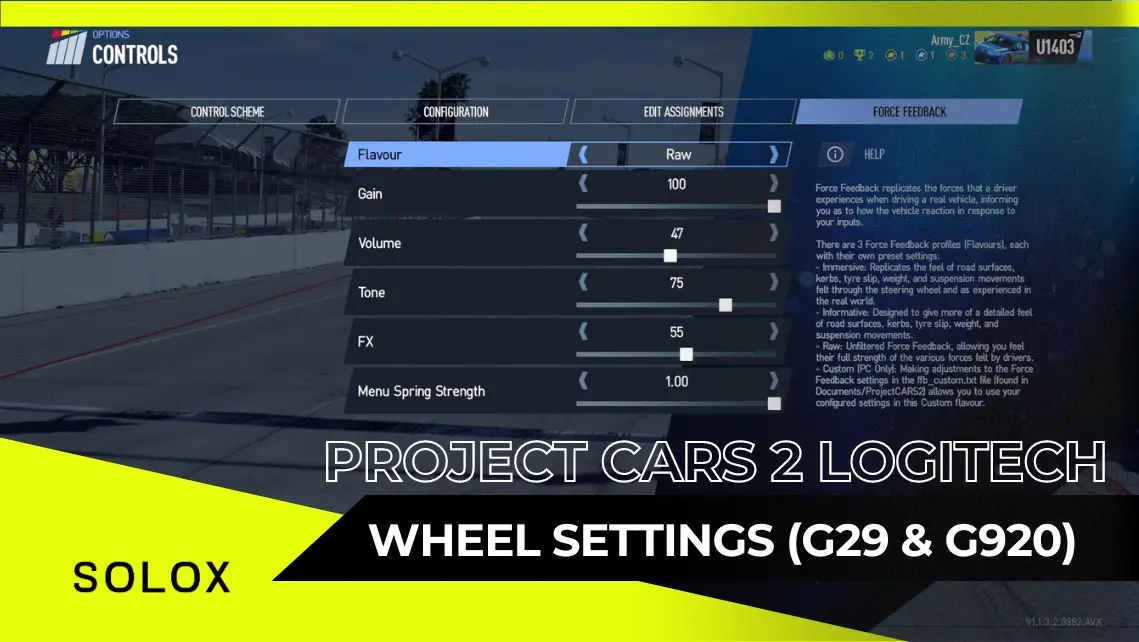 Project Cars 2 Logitech Wheel Settings (G29 and G920)