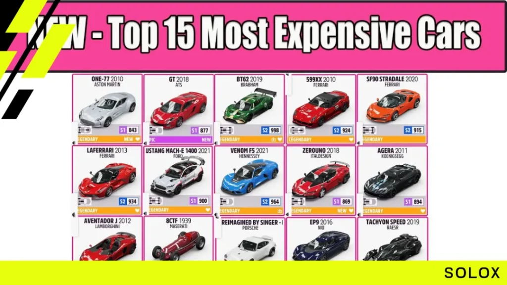 What are the 15 rarest cars in Forza Horizon 5?