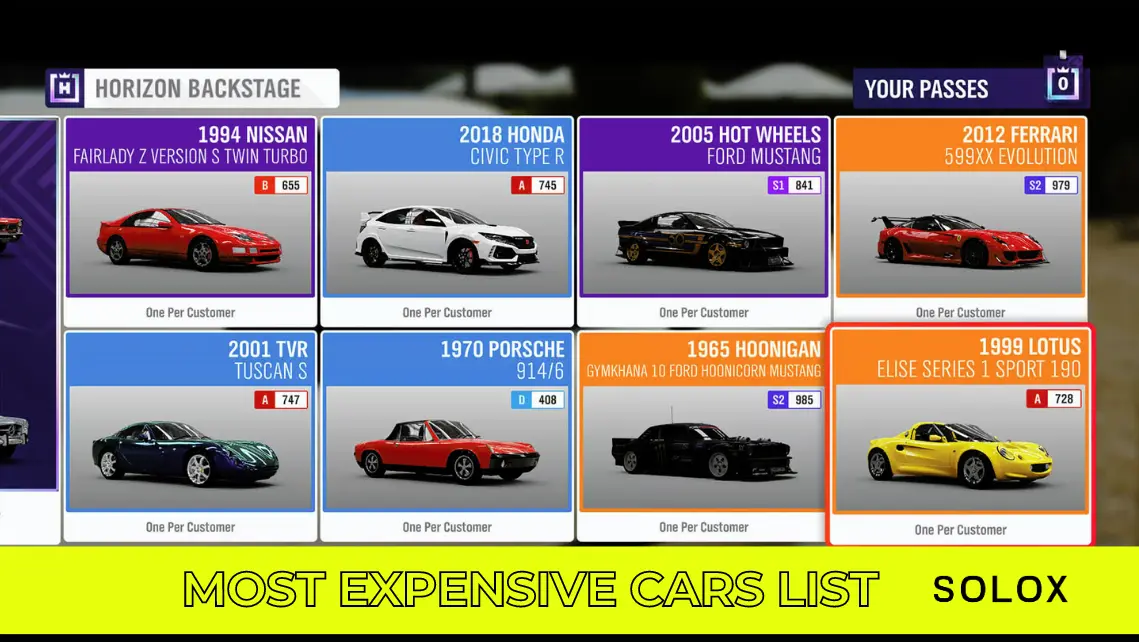 Forza Horizon 4: Most Expensive Cars list