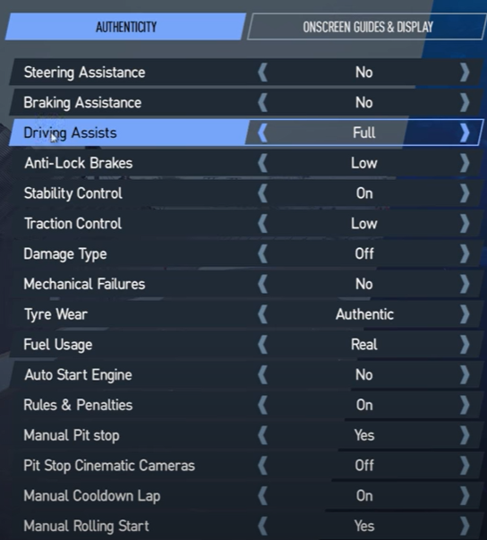 project cars 2 assists settings