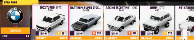 Forza Horizon 5 Barn Finds List