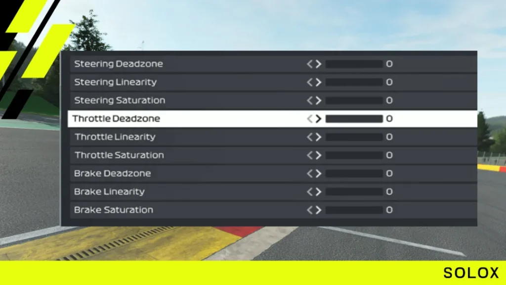 Calibration settings for Fanatec wheels in F1 22