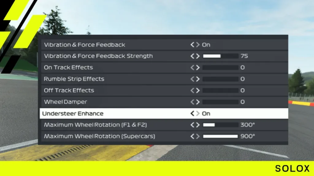 Vibration and Force Feedback settings