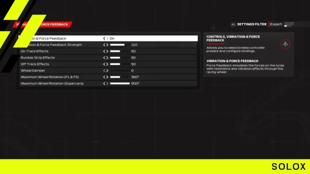 Thrustmaster Vibration and force feedback settings