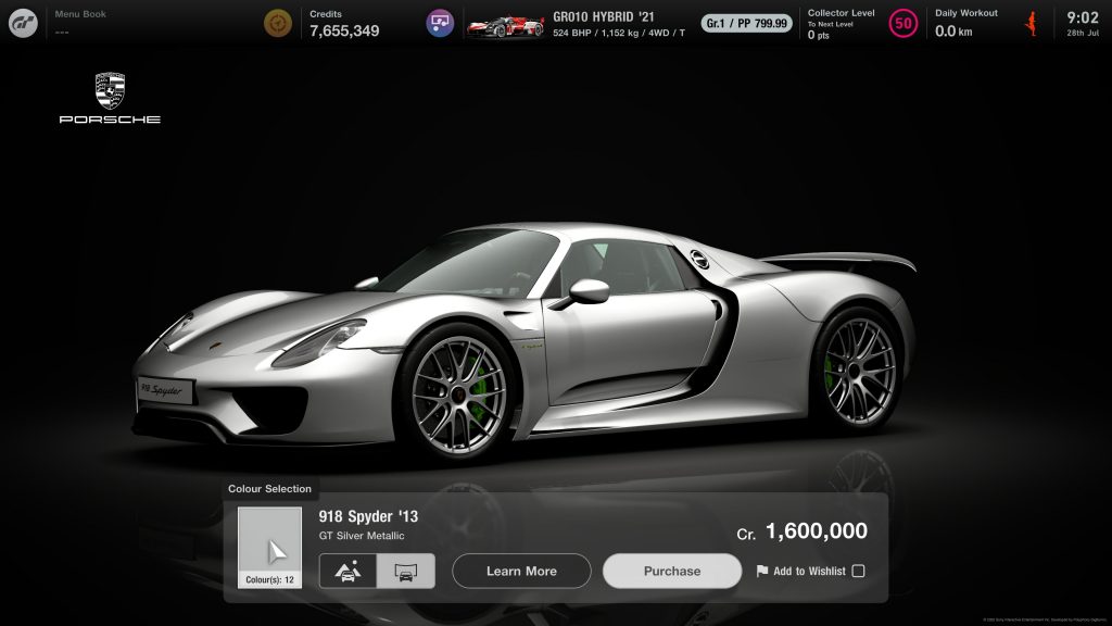 Porsche 918 Spyder '13 gt7