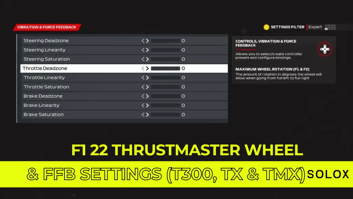 F1 22 Thrustmaster Wheel and FFB Settings (T300, TX and TMX)