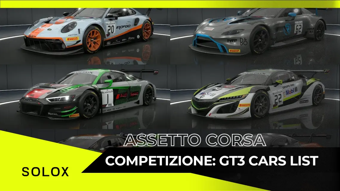 Assetto Corsa Competizione: GT3 Cars List