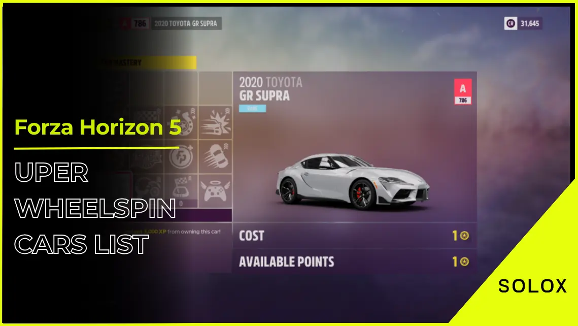 Forza Horizon 5 Super Wheelspin Cars List