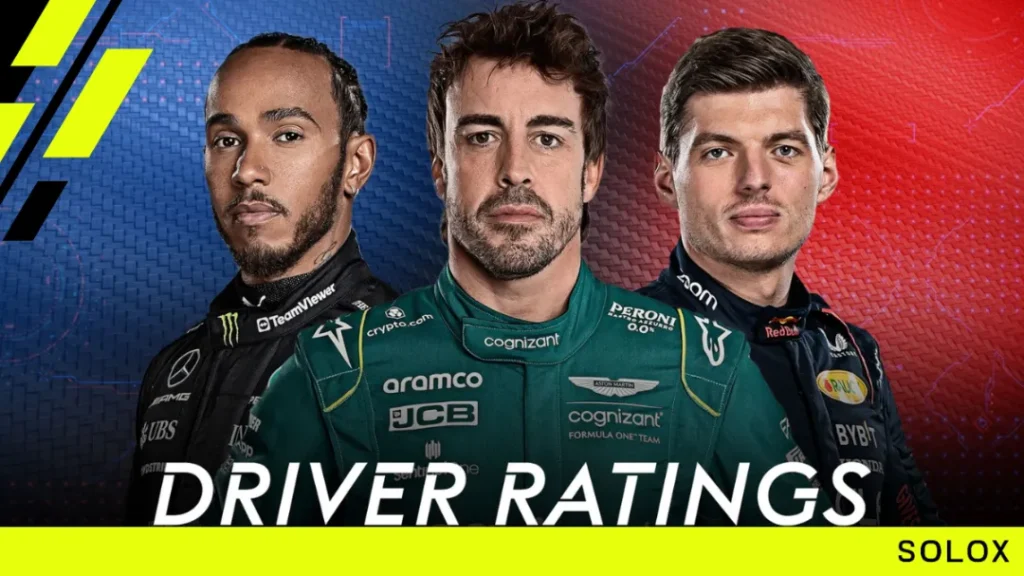 What is the comparison of Hamilton and Alonso's ratings when compared to Max Verstappen?