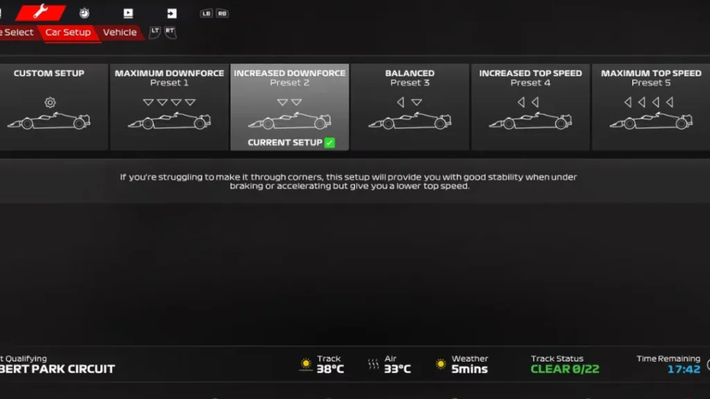 How to get a good car setup for F1 23?