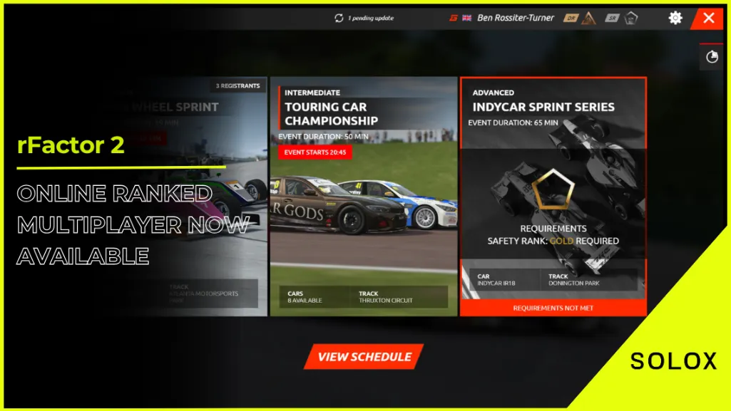 rFactor 2: Online Ranked Multiplayer Now Available
