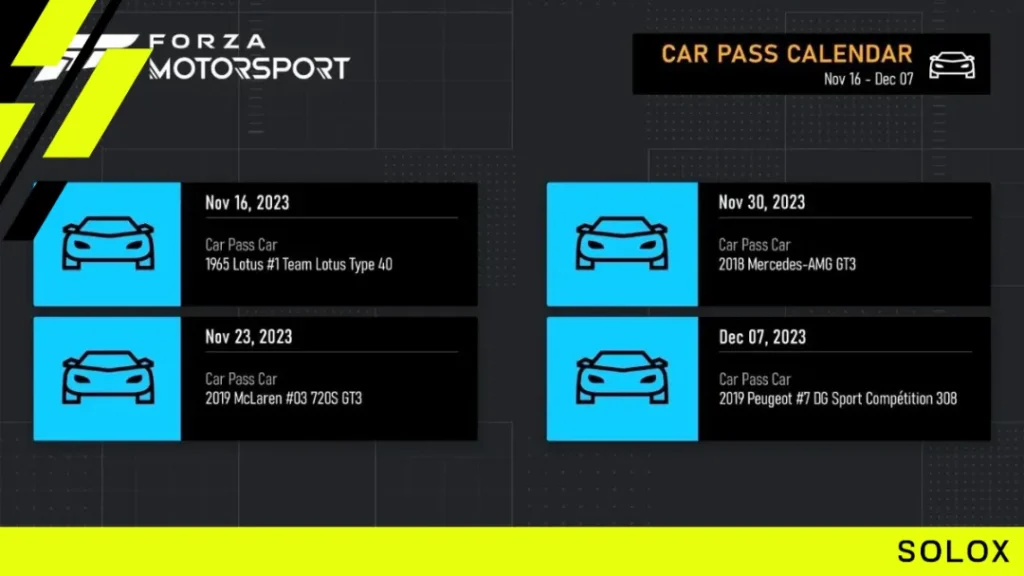 Car Pass End Date and New Car Updates in Forza Motorsport