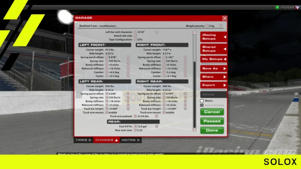 Understanding iRacing Setup Comparisons