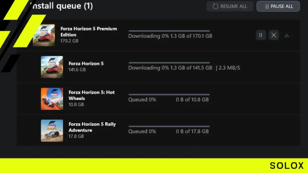 Initial Installation Size of Forza Horizon 5