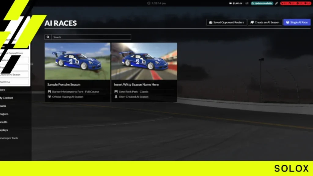 Customizing AI Racing Opponent Rosters in iRacing