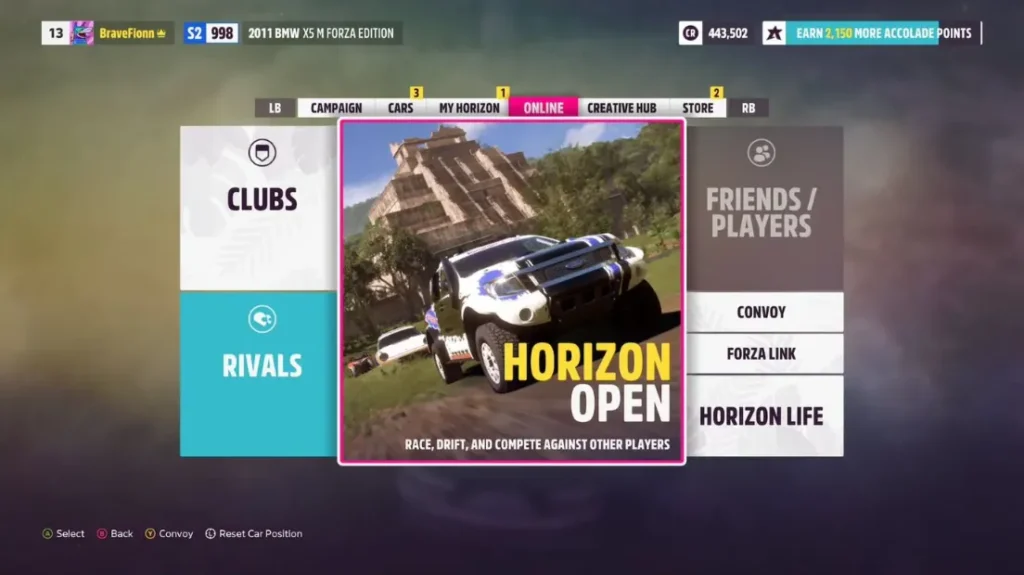 Engaging in Horizon Life FH5