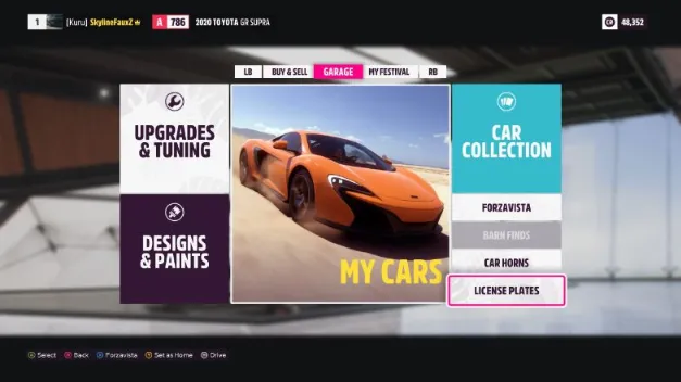 Navigating to the Garage Section FH5