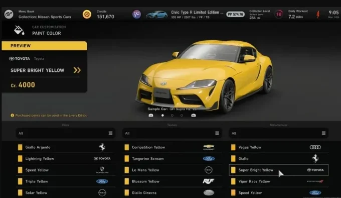 Paint Color Options GT7