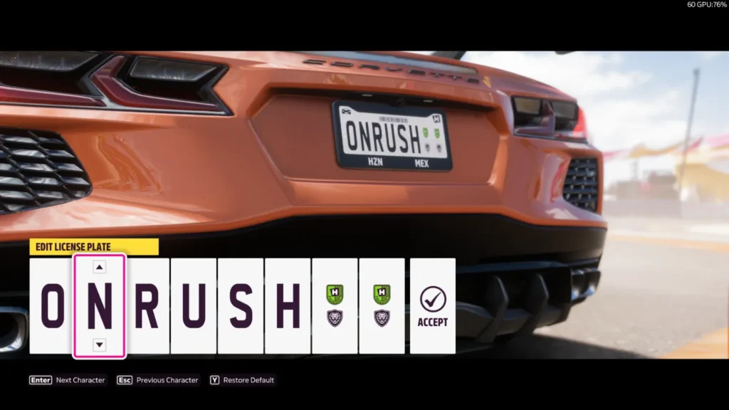 The License Plate Edit Menu FH5