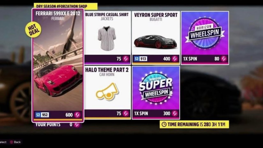 Purchasing from the Forzathon Shop