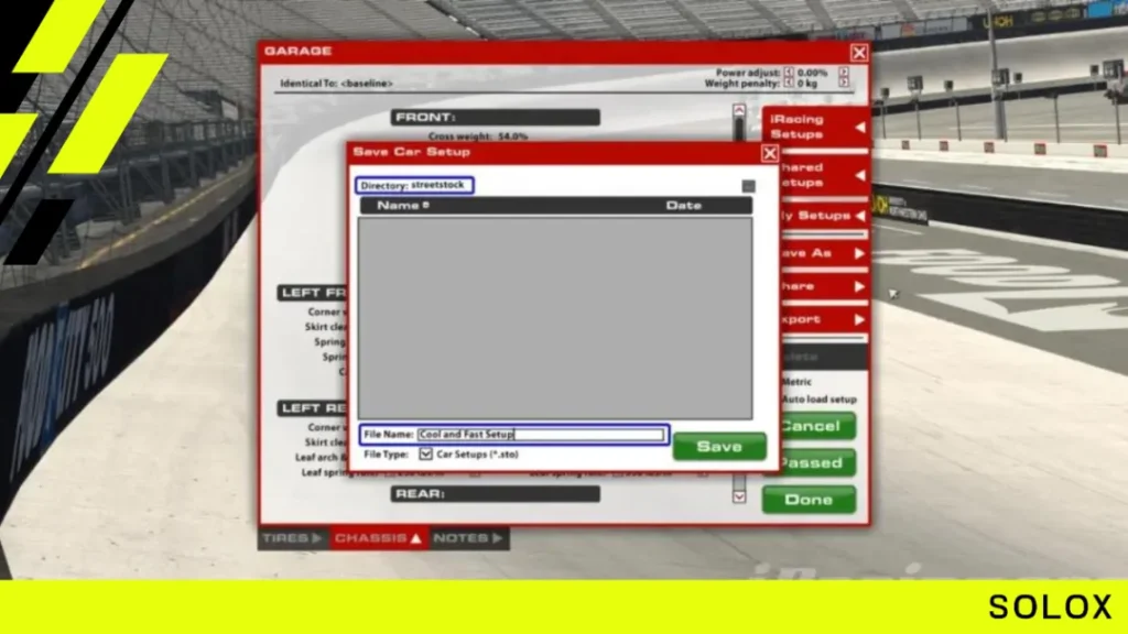Managing iRacing Setups