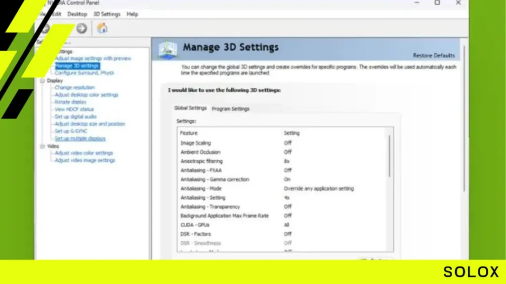 Adjusting Global Settings
