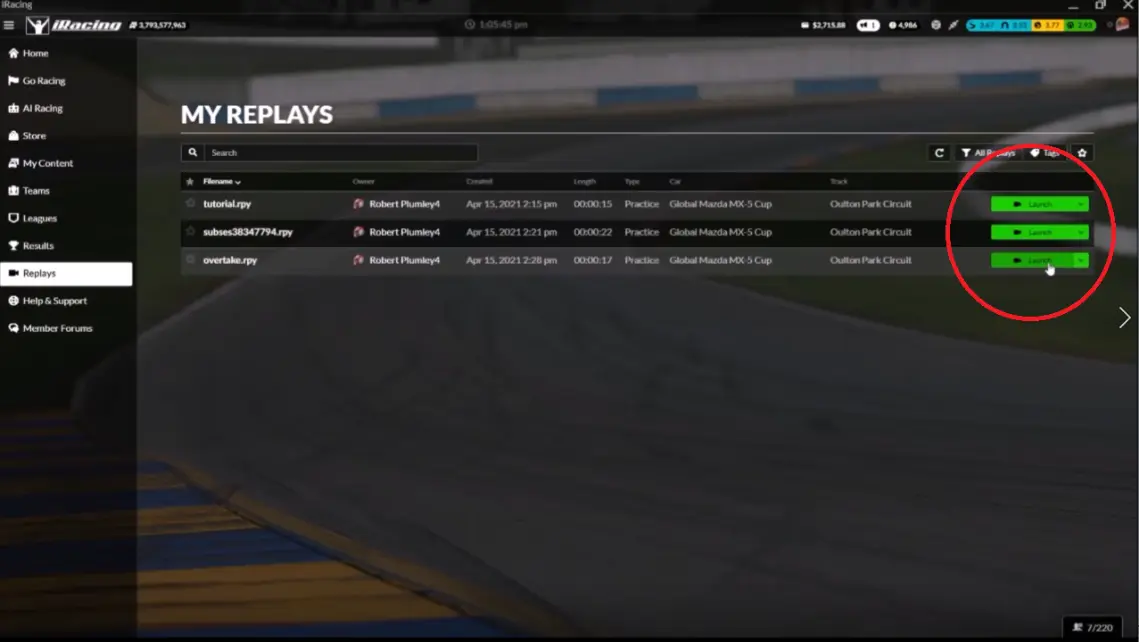 How To Watch iRracing Replays After A Race From Another Racer