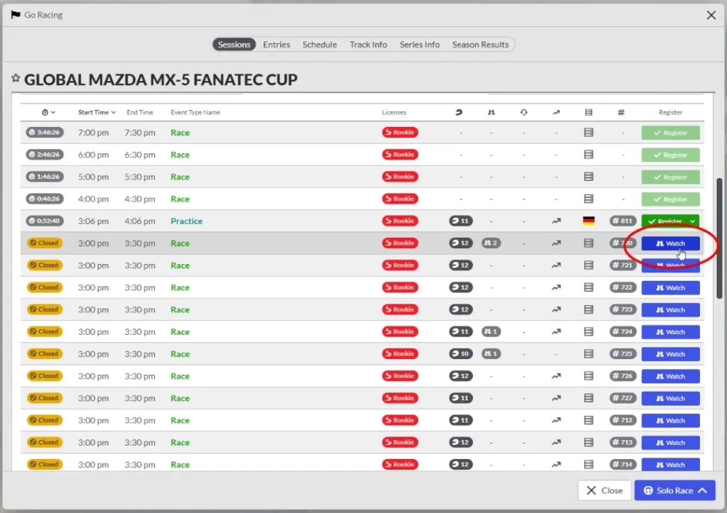 iRacing Accessing Spectator Mode