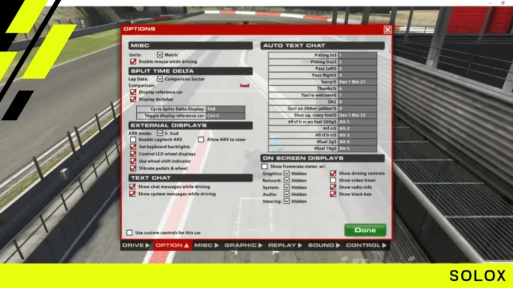 Finding the Lap Reference Setting
