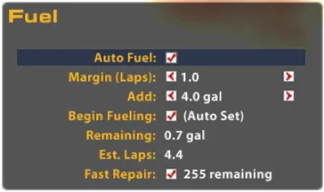 Specify Fuel Amount or Percentage iRacing