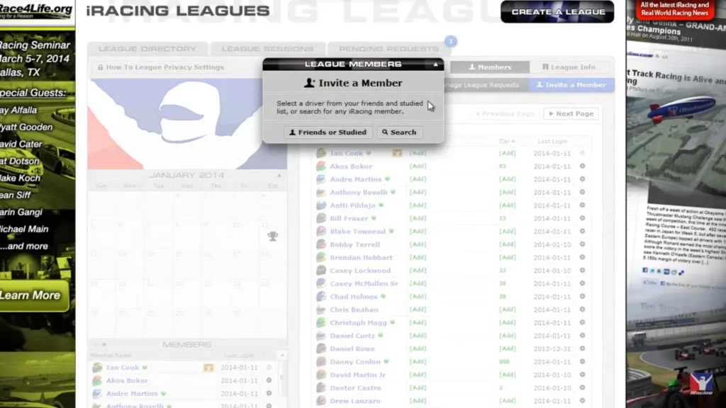 Invite Members to Join iRacing