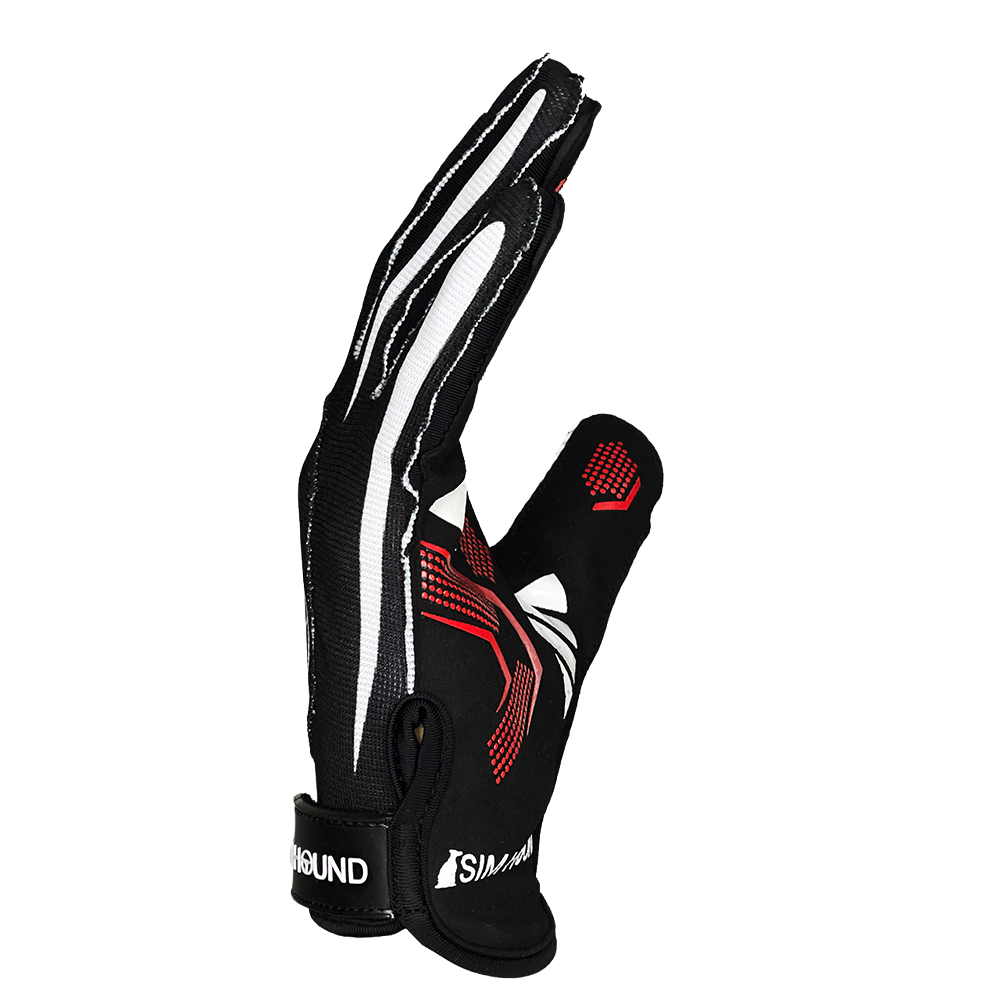 Sim Hound sim racing gloves with external stitching