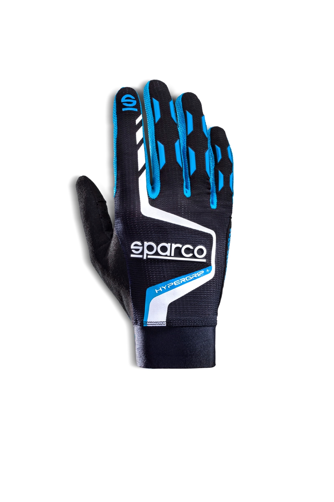 Sparco Hypergrip+ sim racing glove in black and blue