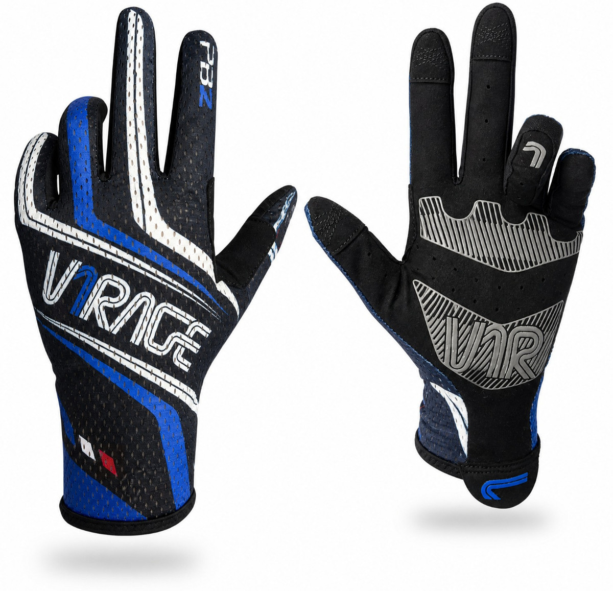 VIRAGE PB2 sim racing gloves in blue, black and white