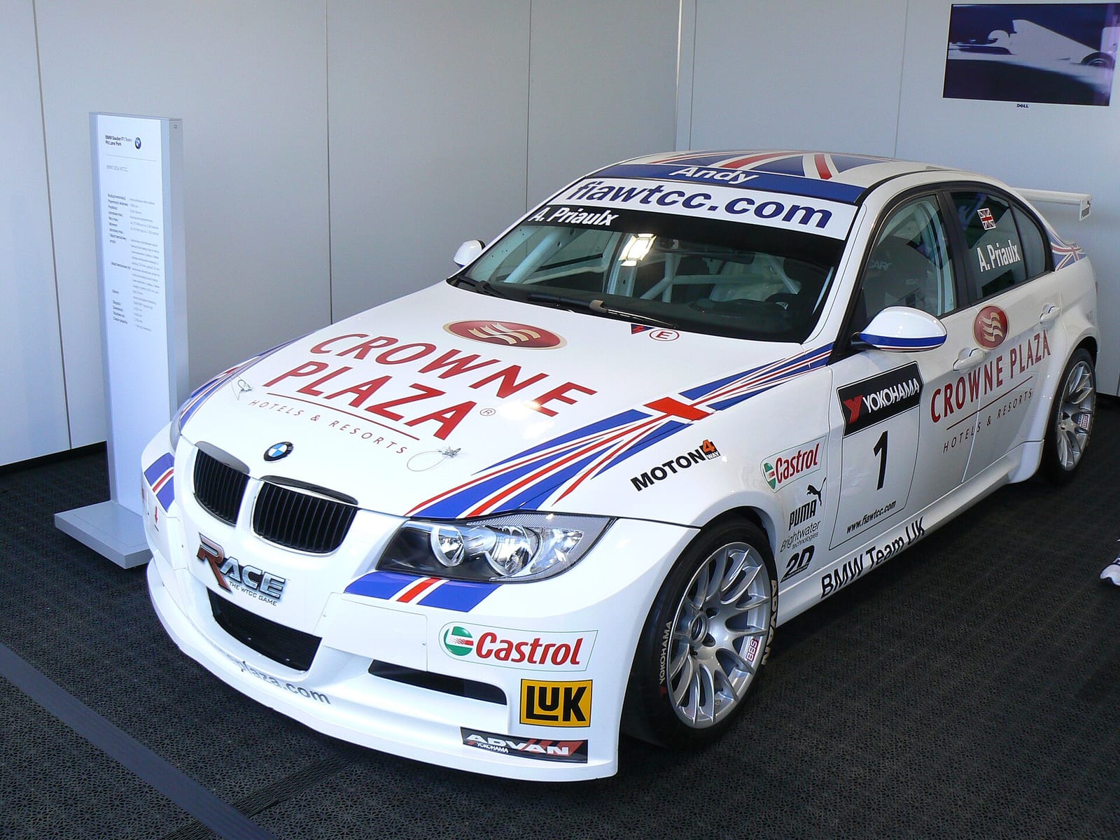 Andy Priaulx's BMW 320si WTCC touring car in white with the number 1
