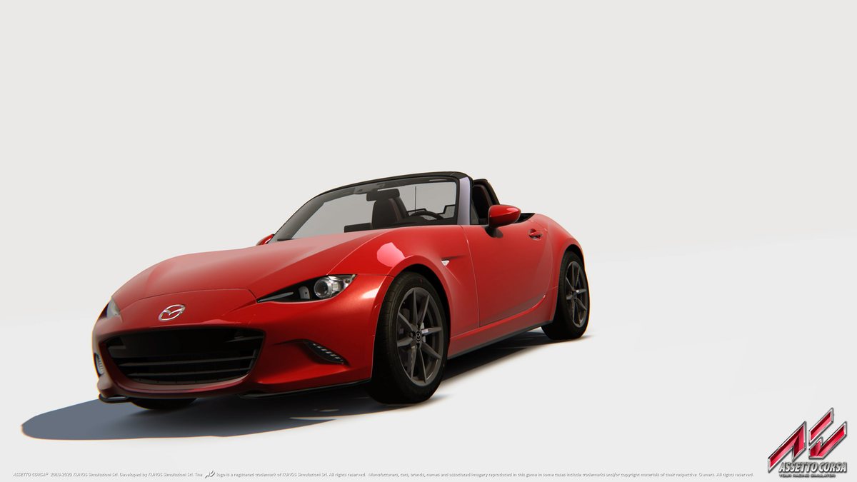 Red Mazda MX-5 2015 from the Assetto Corsa Japanese Pack in the showroom